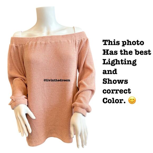 #T83 SABO Skirt Soft Ribbed Off The Shoulder Sweater SZ L $79 - Picture 2 of 15
